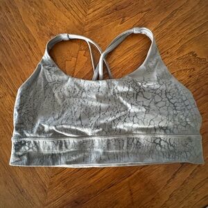 Lululemon Women's Light Gray Cracked-Print Sports Bralette Size 14 No Tag